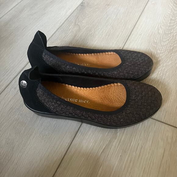 Bernie Mev. SZ 36 Farrah Wedge Ballet Flat Comfort Platform Shoe Metallic Woven - Picture 3 of 12